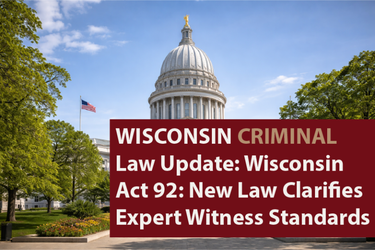 Wisconsin Criminal law update: Wisconsin Act 92 New Law Clarifies Expert Witness Standards